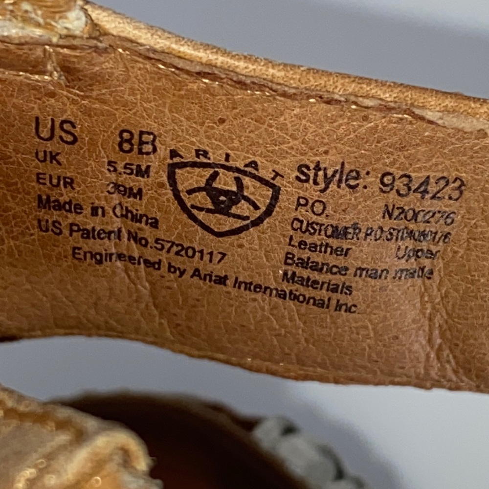 Ariat Stinson Camel Leather Heeled Sandals with Braided Detail Size 8 - Picture 13 of 13